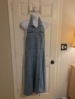 XXL Gap Denim Halter Maxi Dress - Light Wash NWT